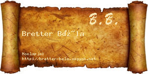 Bretter Béla névjegykártya